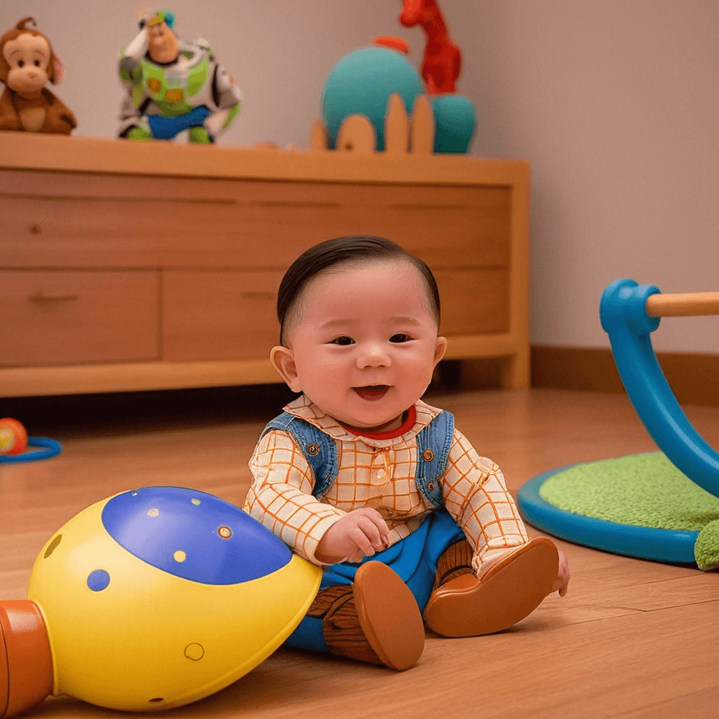 AI-generated baby in superman outfit